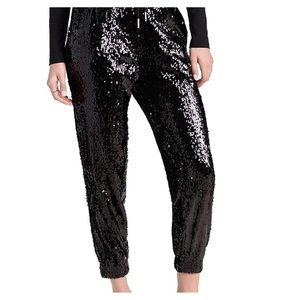 English factory black sequins drawstring joggers